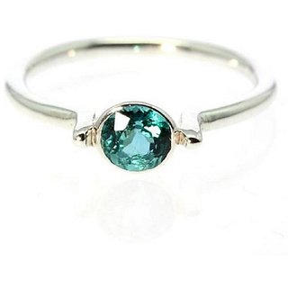                       Natural Stone Blue Topaz  Silver Plated Ring For Unisex By CEYLONMINE                                              