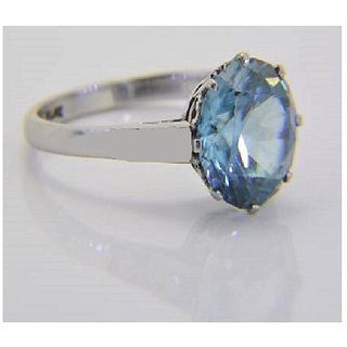                       CEYLONMINE - Blue Topaz 5.25 Carat Silver Plated Ring Certified & Astrological Gemstone Ring                                              