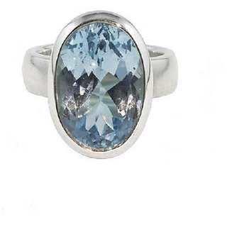                       4.25 Carat Natural Stone Topaz Silver Plated Ring For Astrological Purpose By CEYLONMINE                                              