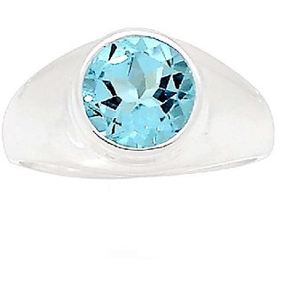                       Natural Blue Topaz Silver Plated Ring Original & Lab Certified Stone Ring By CEYLONMINE                                              