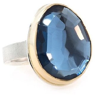                       Natural Stone 6.25 Carat Blue Topaz  Ring Original & Effective Stone Topaz Silver Plated Ring By CEYLONMINE                                              