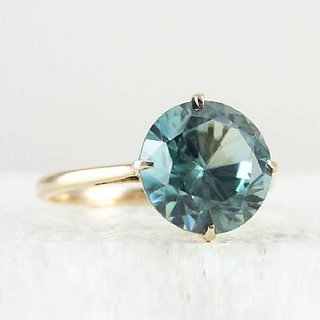                       Astrological Stone Blue Topaz 6.25 Ratti Gold Plated Ring Original & Natural Stone  Ring By CEYLONMINE                                              