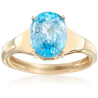                       CEYLONMINE - Blue Topaz Gold Plated Ring Certified & Astrological Gemstone Ring For Unisex                                              