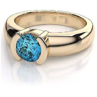                       Semi - Precious Stone Blue Topaz 6.25 Ratti Gemstone Ring Gold Plated By CEYLONMINE                                              