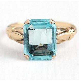                       Semi - Precious Stone Topaz  6.25 Ratti Gemstone Ring Gold Plated By CEYLONMINE                                              