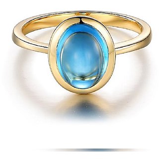                       Natural Stone Topaz Ring 6.25 Carat Original  Effective Stone Blue topaz Gold Plated Ring By CEYLONMINE                                              