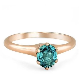                       Natural Blue Topaz Gold Plated Ring Certified  Astrological Gemstone Ring  By CEYLONMINE                                              