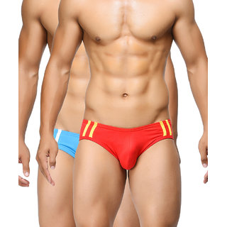                       BASIICS - Striped and Solid Fashion Brief (Pack of 2)                                              