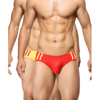                       BASIICS - Striped and Solid Fashion Brief (Pack of 2)                                              
