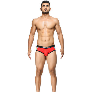                       BASIICS - Double Stripe Classic Brief (Red)                                              