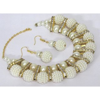                       Pearl Encrusted Balls (Pearl Ball Stone Fancy Necklace Set )                                              