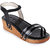 Funku Fashion Women's Ankle Strap Platform Heel Black Wedges