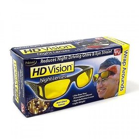 HD NV Night Vision Night Driving Glasses Yellow Color Glasses  Wrap Arounds Set Of 1
