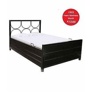 Buy MR Steel Furniture Queen Size Metal Bed with Foam Mattress and