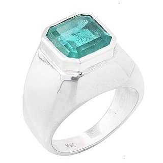                       Original Emerald Stone 5.25 Ratti Silver Plated Ring Unhetaed  Untreated  Panna stone Ring By CEYLONMINE                                              