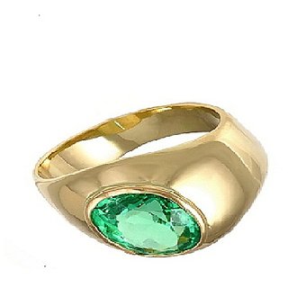                      6.25 Ratti Natural Emerald Gold Plated Ring Unheated  Untreated Panna Stone Ring By CEYLONMINE                                              