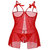 ARARA Net Teddy Nightwear lingerie set Night Dress Red