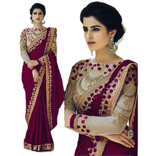 Shopclues sarees party wear deals embroidery
