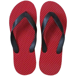                       Walkso Health Red  Black Daily Slippers Men                                              