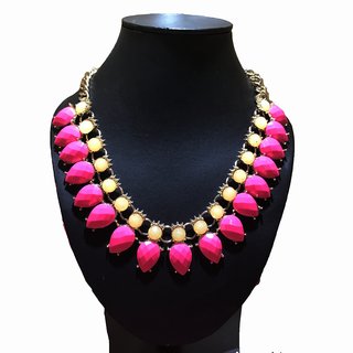 Nihshabd Alloy Pink Stone Traditional Necklace