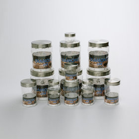 G-Pet Diamonds  Jars Plastic Container Steel Cap  (Set Of 15) 1800ml x3, 1200ml  x3, 450ml x3, 200ml x3, 50ml x3