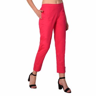 Unner Women's Cotton  Trousers/Pants/Chinos(rani Colour)