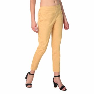                       Women's Straight Fit Cotton Palazzo Pant(Khaki)                                              