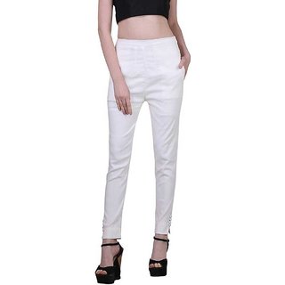                       Uner- Cotton White  slim pant or trousers fro women                                              
