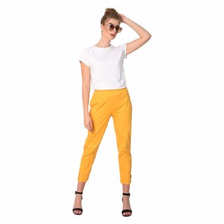                       Pure  Yellow cotton slim pant or trousers for women /Ladies                                              
