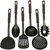 Shopper52 Plastic Polypropylene Kitchen Tools Silicone Spatula, Mixing and Slotted Spoon, Ladle, Pasta Fork Server
