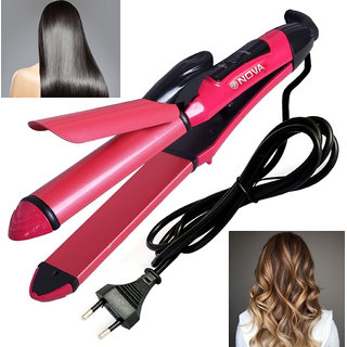 Buy 2in1 Professional Solid Ceramic Hair Straightener Hair Curler Curling  Iron Rod Flat Iron Anti-Static hair Styling Roller Online - Get 71% Off