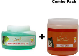 Indrani Cold Wax 600 gm + Alovera Facial Massage Gel 200 gm