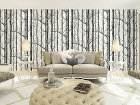 Jaamso Royals Modern Minimalist Birch Tree Pattern Waterproof Wallpaper Wall Paper Roll for Livingroom Bedroom (100  45 CM)
