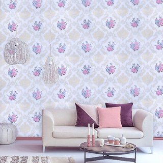 Jaamso Royals Damask Removable Wallpaper Peel and Stick Contact Paper Decorative Self Adhesive Shelf Drawer Liner Royals Design Wall Paper (100  45 CM)