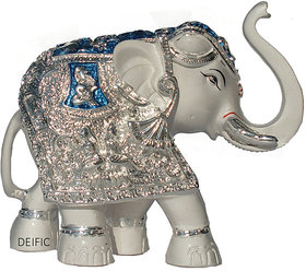 Deific Silver plated Resin Showpiece  Statue  Figurine of an Elephant Fengshui Vastu Shastra Gift 9x5x8(cms.) 159gms.