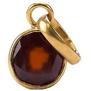                       Natural Hessonite/Gomed Gold Plated Pendant Original  Lab Certified Stone Garnet Pendant By CEYLONMINE                                              