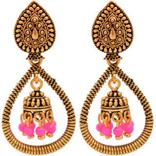                       RADHEKRISHNA Wedding Traditional Jhumka earrings for girls women gold plated Fancy Party wear Earings Pearl Alloy Jhumki Earring                                              