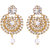 Kord Store Gold Plated American Diamond & Pearl Engraved Adorable Earring with Maang Tikka for Women and Girls