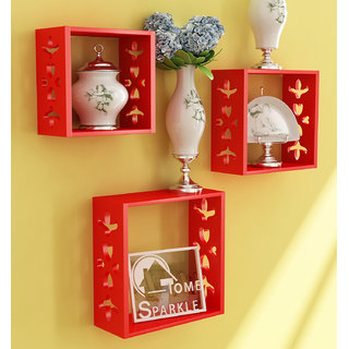 Home Sparkle MDF 3 Cube Shelves For Wall Dcor -Suitable For Living Room/Bed Room (Designed By Craftsman)
