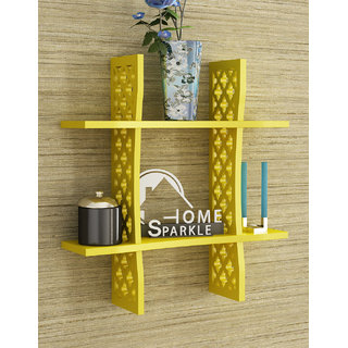 Home Sparkle MDF Plus Shaped Wall Rack For Wall Dcor -Suitable For Living Room/Bed Room (Designed By Craftsman)