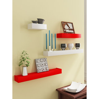 Home Sparkle MDF Set of 4 Floating Wall Shelves For Wall Dcor -Suitable For Living Room/Bed Room (Designed By Craftsman)