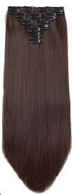 GadinFashion 14 Clips Straight Head Hair Extensions For Women Real Hair And Hair Extensions For Girls To Increase Instant Length And Volume (Brown)