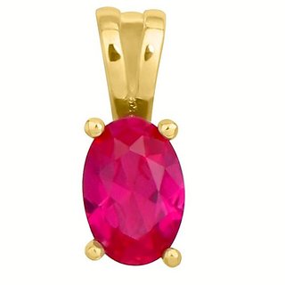 CEYLONMINE - 4.25 Carat Ruby/Manik Gold Plated Pendant For Astrological Purpose CEYLONMINE - 4.25 Carat Ruby/Manik Gold Plated Pendant For Astrological Purpose