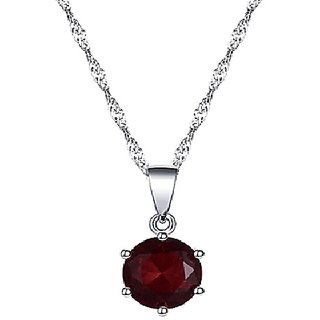 Astrological Stone Ruby Silver Plated Pendant Manik 5.25 Carat Stone Pendant For Unisex By CEYLONMINE Astrological Stone Ruby Silver Plated Pendant Manik 5.25 Carat Stone Pendant For Unisex By CEYLONMINE