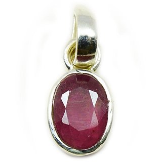                       Ruby Pendant 6.25 Carat Natural  Original Stone Manik Silver Plated pendant By CEYLONMINE                                              