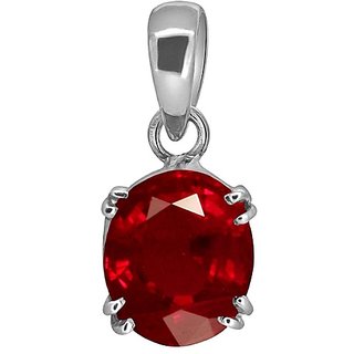                       Original Stone Ruby 5.25 Carat Stone Silver Plated Pendant By CEYLONMINE                                              