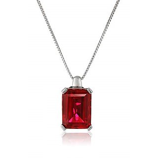 CEYLONMINE -Ruby Silver Plated Pendant For Astrological Purpose CEYLONMINE -Ruby Silver Plated Pendant For Astrological Purpose