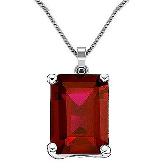 CEYLONMINE - 4.25 Carat Ruby/Manik Silver Plated Pendant For Astrological Purpose CEYLONMINE - 4.25 Carat Ruby/Manik Silver Plated Pendant For Astrological Purpose