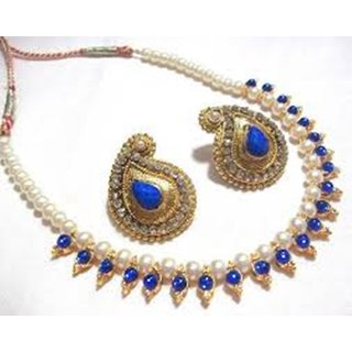                       Dark blue kundan mango necklace set                                              