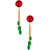 Voylla Golden Green Stone Decked Chain Dangler Earrings